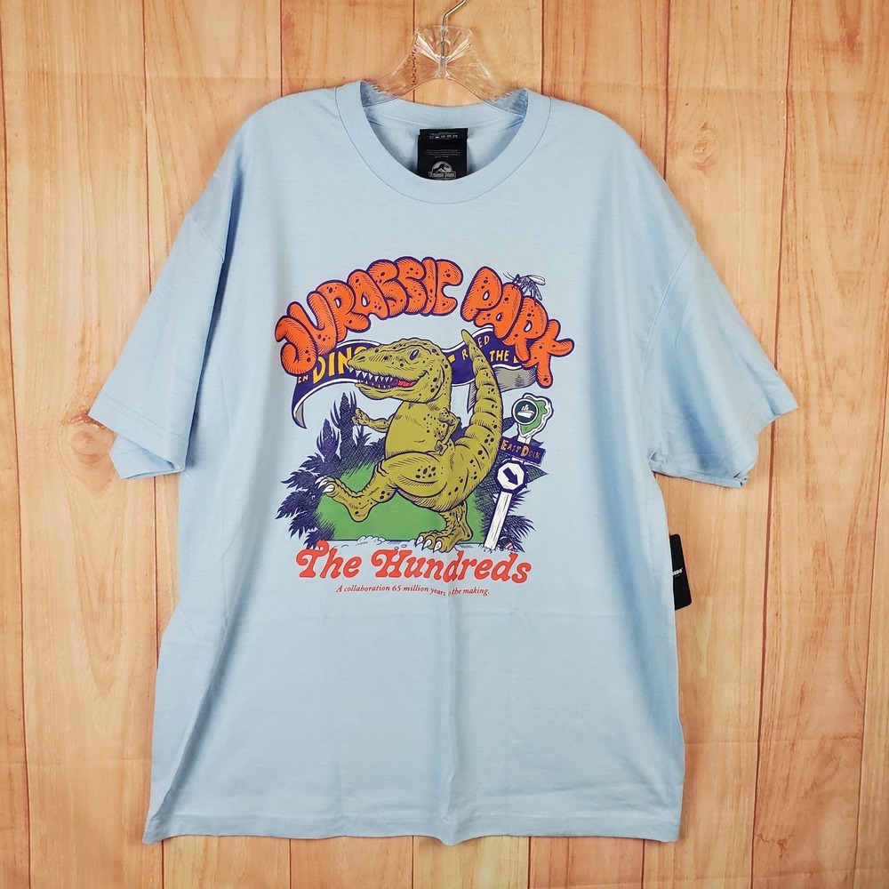 The Hundreds Womens T-Shirt Sz XL Blue Jurassic Park Crew Neck Short Sleeve